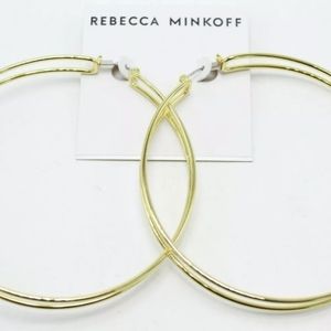 REBECCA MINKOFF DOUBLE THE DRAMA GOLD HOOP EARRING